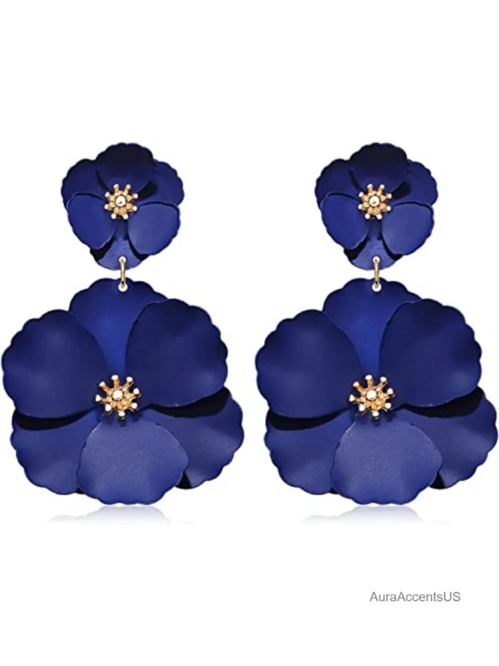 Boho Flower Dangle Earrings Layered Floral Drop Statement Stud Earrings for
